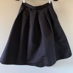 Tibi Pleated Silk Faille Midi Skirt Size 2 Black